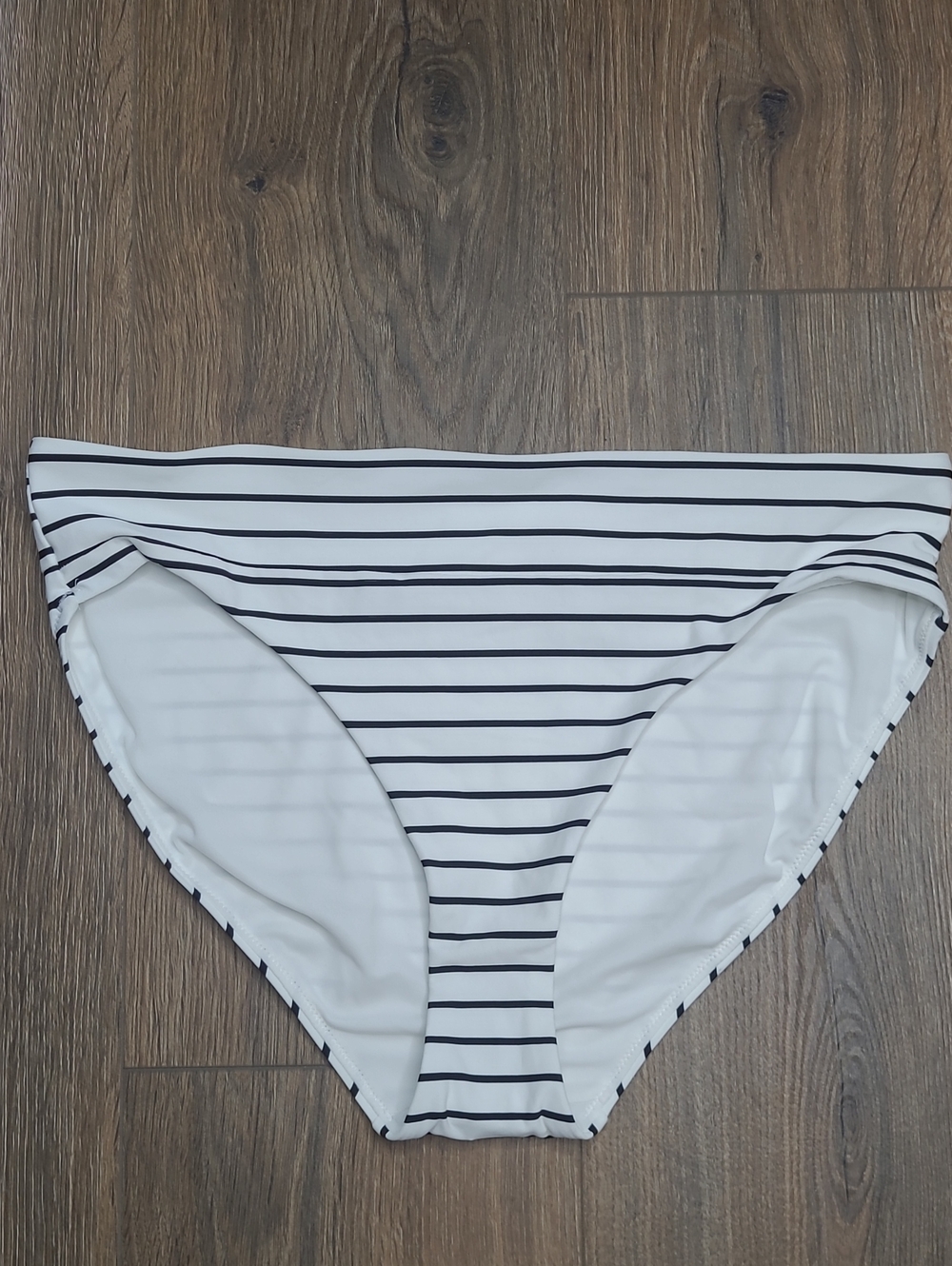 Calia Striped White and Black Bikini Bottom - Classic Beachwear